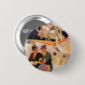 ヴィンテージファミリーバケーションバイシープレーンwプロペラ 缶バッジ (正面&裏面)