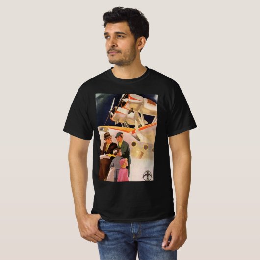 ヴィンテージファミリーバケーションバイシープレーンwプロペラ tシャツ (正面フル)