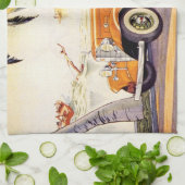 ヴィンテージファミリーバケーションinコンバーチブルカー キッチンタオル (折り畳み)