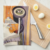 ヴィンテージファミリーバケーションinコンバーチブルカー キッチンタオル (四つ折り)