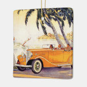 ヴィンテージファミリーバケーションinコンバーチブルカー セラミックオーナメント (左)