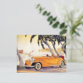 ヴィンテージファミリーバケーションinコンバーチブルカー ポストカード (スタンド正面)