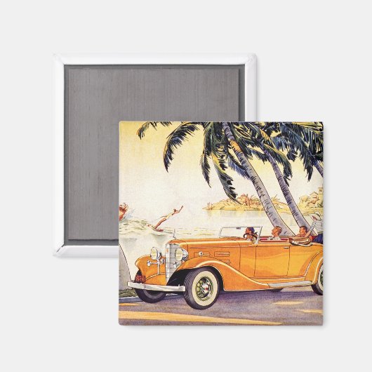 ヴィンテージファミリーバケーションinコンバーチブルカー マグネット (正面/裏面)