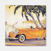 ヴィンテージファミリーバケーションinコンバーチブルカー マグネット (正面)