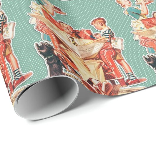 ヴィンテージファミリーパパファーザーズデイ誕生日 ラッピングペーパー (ロールコーナー)