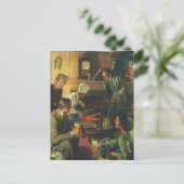 ヴィンテージファミリーパーティー、料理ステークス飲みビール インビテーションポストカード (スタンド正面)