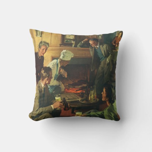 ヴィンテージファミリーパーティー、料理ステークス飲みビール クッション (正面)