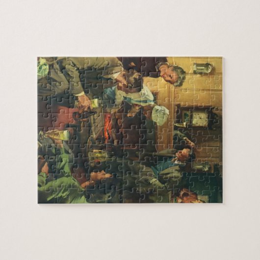 ヴィンテージファミリーパーティー、料理ステークス飲みビール ジグソーパズル (横)