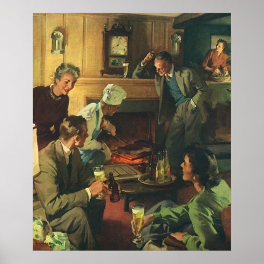 ヴィンテージファミリーパーティー、料理ステークス飲みビール ポスター (正面)
