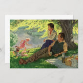 ヴィンテージファミリーピクニックインザパーク招待状 (正面/裏面)