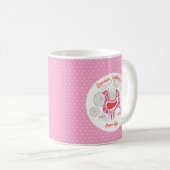 ヴィンテージファミリーファームエッグ素朴ピンクヘン水玉模様 コーヒーマグカップ (正面右)