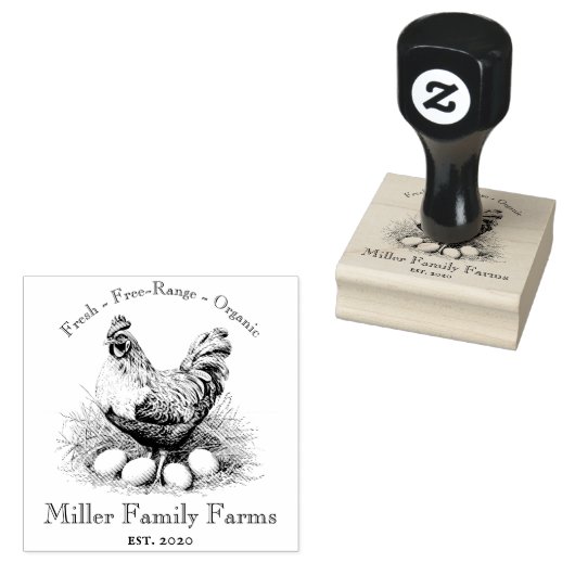 ヴィンテージファミリーファームチキンエッグカートン ラバースタンプ (押印)