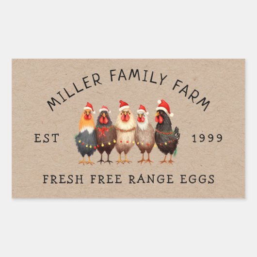 ヴィンテージファミリーファームホリデーエディションエッグカートン 長方形シール (正面)