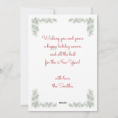 ヴィンテージファミリーフォトグリーンパインフレームクリスマス シーズンカード (裏面)