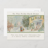 ヴィンテージファミリーホームクリスマスグリーティングポストカード ポストカード (正面/裏面)