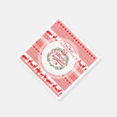 ヴィンテージファミリーメリークリスマスクリスマス赤PN2 スタンダードカクテルナプキン (角)