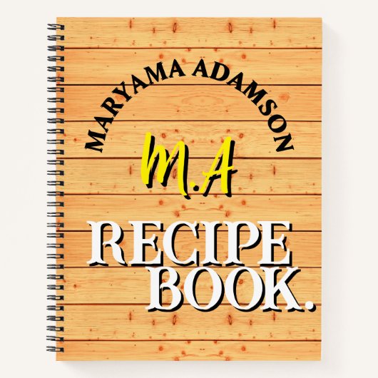 ヴィンテージファミリーレシピ本。 | 木素朴材 ノートブック (正面)