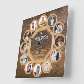 ヴィンテージファミリー写真付き木枠時計 スクエア壁時計 (傾斜)