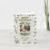 ヴィンテージファミリー写真葉緑のクリスマス シーズンカード (正面)