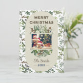 ヴィンテージファミリー写真葉緑のクリスマス シーズンカード (スタンド正面)