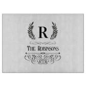 ヴィンテージファミリー名モノグラムのシンプルカスタム カッティングボード (正面)