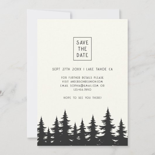 ヴィンテージファミリー懇親会キャンピングトリップフォレストツリーズ セーブザデート (裏面)