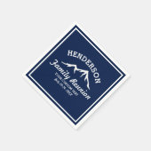 ヴィンテージファミリー懇親会トリップネイビーブルーマウンテン スタンダードカクテルナプキン (角)