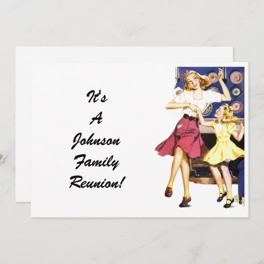 ヴィンテージファミリー懇親会ハッピーマムチャイルド招待状 招待状 (正面/裏面)