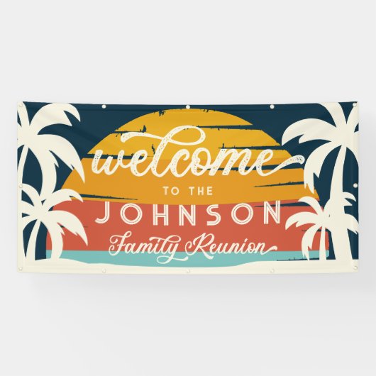 ヴィンテージファミリー懇親会ビーチサンセットウェルカム 横断幕 (横)