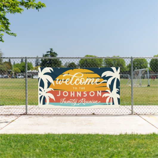 ヴィンテージファミリー懇親会ビーチサンセットウェルカム 横断幕 (インサイチュ)