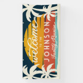 ヴィンテージファミリー懇親会ビーチサンセットウェルカム 横断幕 (縦)