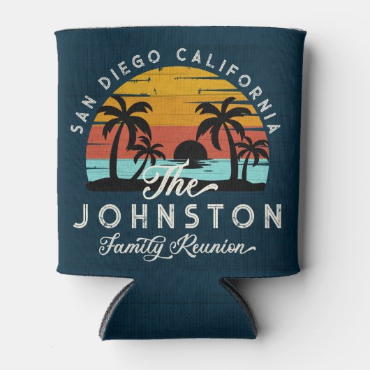ヴィンテージファミリー懇親会レトロサンセットビーチパームズ 缶クーラー (正面)