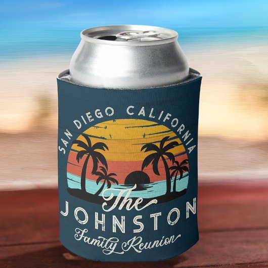 ヴィンテージファミリー懇親会レトロサンセットビーチパームズ 缶クーラー