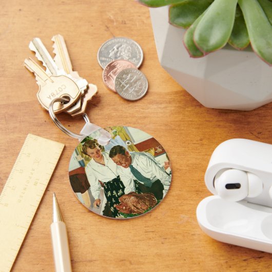 ヴィンテージファミリー料理感謝祭ディナーキッチン キーホルダー (デスク)