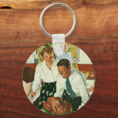 ヴィンテージファミリー料理感謝祭ディナーキッチン キーホルダー (正面)