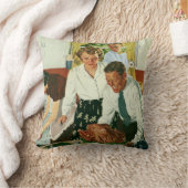 ヴィンテージファミリー料理感謝祭ディナーキッチン クッション (ブランケット)