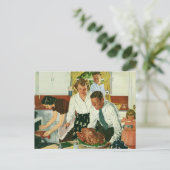 ヴィンテージファミリー料理感謝祭ディナーキッチン シーズンポストカード (スタンド正面)