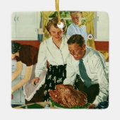 ヴィンテージファミリー料理感謝祭ディナーキッチン セラミックオーナメント (正面)