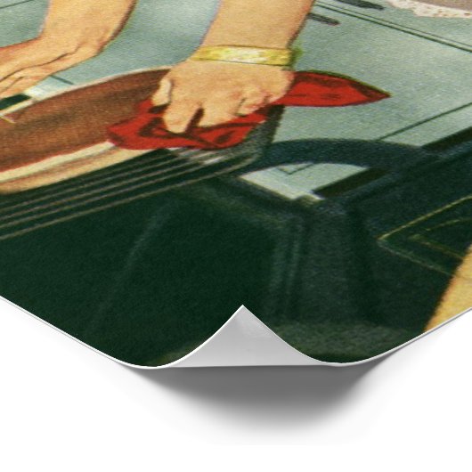 ヴィンテージファミリー料理感謝祭ディナーキッチン ポスター (角)