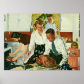 ヴィンテージファミリー料理感謝祭ディナーキッチン ポスター (正面)