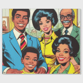 ヴィンテージファミリー漫画アート ラッピングペーパー (フラット)