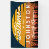 ヴィンテージファミリー素朴懇親会アウトドアキャンプウェルカム 横断幕 (縦)