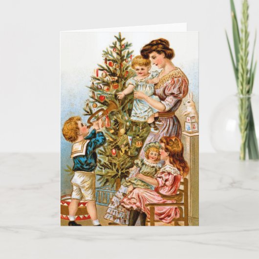 ヴィンテージファミリー飾クリスマスツリー シーズンカード (正面)