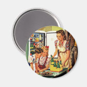 ヴィンテージファミリー、お母さん、お母さん、キッチンのおつまみ マグネット (正面/裏面)