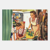 ヴィンテージファミリー、お母さん、お母さん、キッチンのおつまみ ラッピングペーパーシート (正面3)