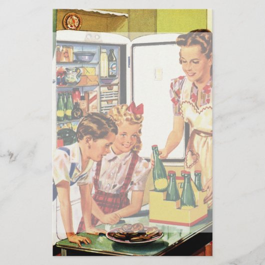 ヴィンテージファミリー、お母さん、お母さん、キッチンのおつまみ 便箋 (正面)