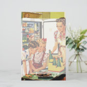 ヴィンテージファミリー、お母さん、お母さん、キッチンのおつまみ 便箋 (スタンド正面)