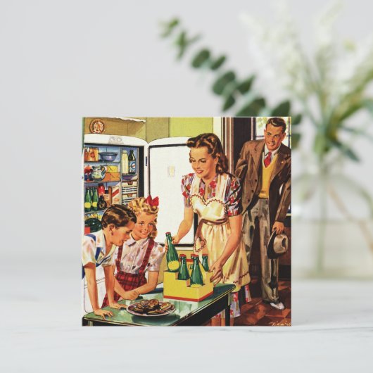 ヴィンテージファミリー、お母さん、お母さん、キッチンのおつまみ 招待状 (スタンド正面)