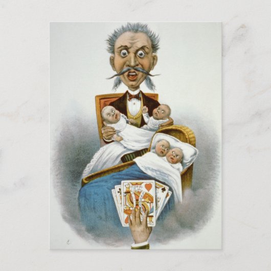 ヴィンテージファミリー、父(4連ベビー) ポストカード (正面)