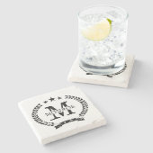 ヴィンテージファミリ名モノグラカスタムム大理石 ストーンコースター (横)